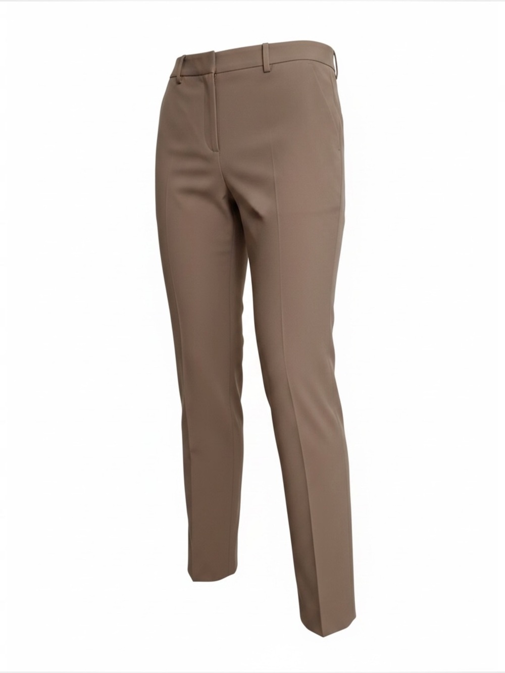 Akris Punto Tailored Ankle Straight-Leg Cotton Stretch Trousers in Taupe